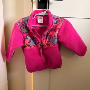 The North Face Bright Pink Infant Fleece Jacket with Colorful flower Camo Yoke